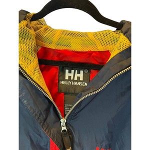 Vintage 90s Helly Hansen Mens L Sailing Jacket Hooded Boating Rain Coat Ski